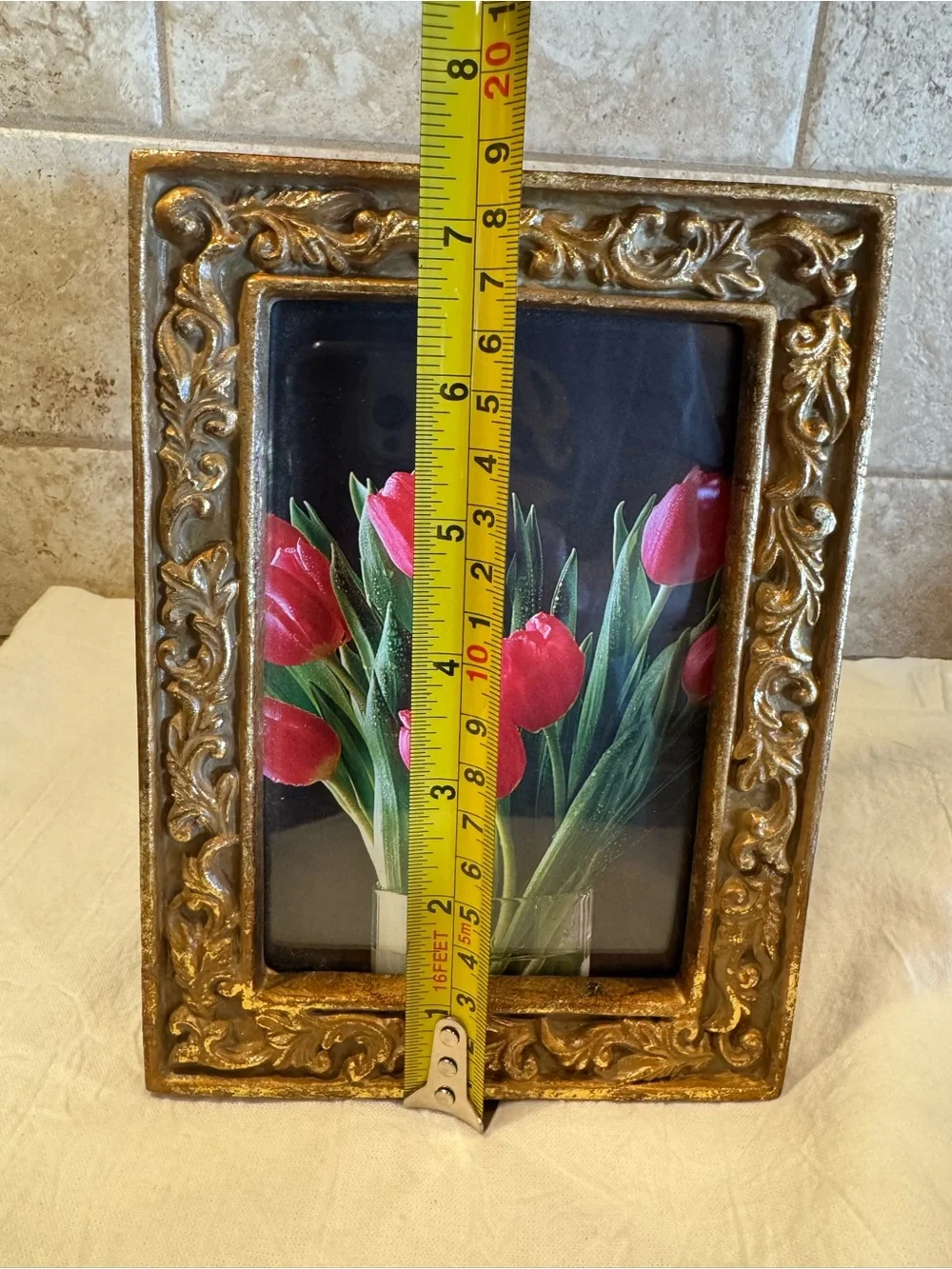 Vintage Ornate Gold Picture Frame 5x7 Baroque Style Tabletop Easel Resin
